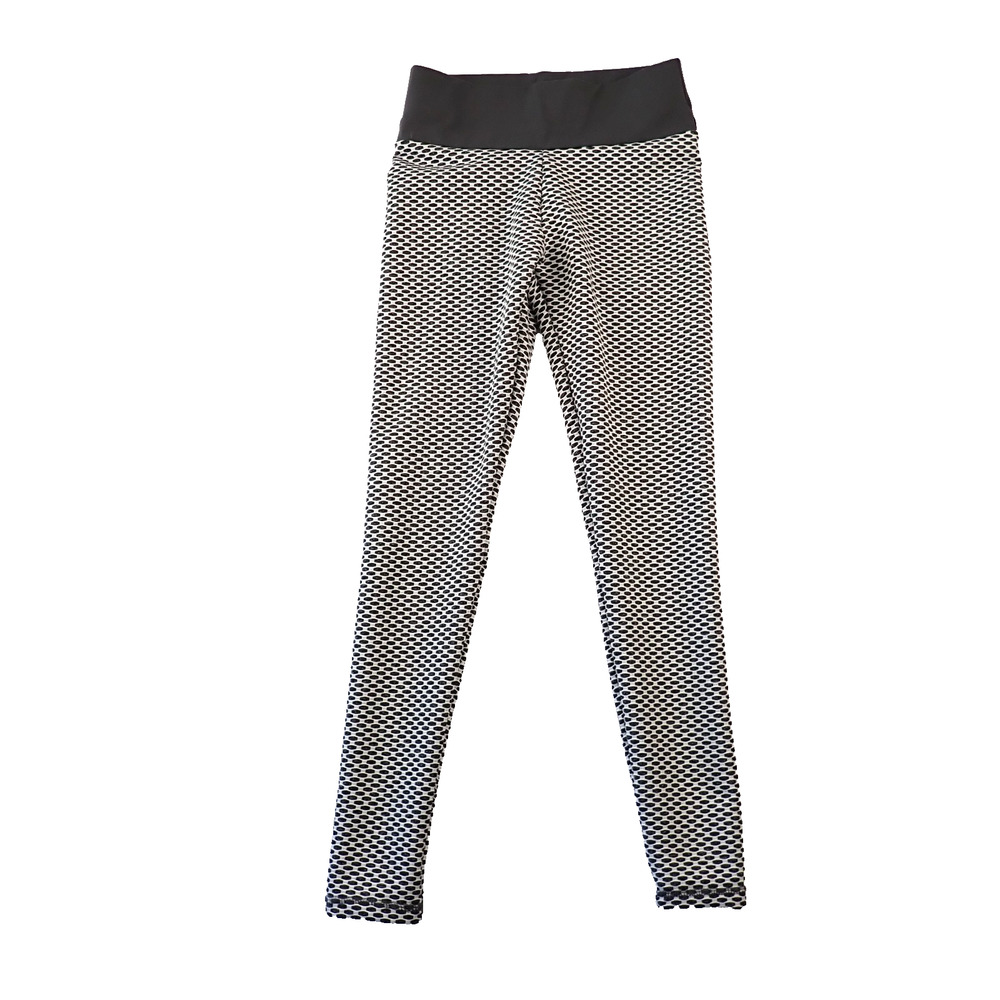 Womens Grey Fishnet Yoga Pants Butt Lifting Tummy Control Workout Leggings Small